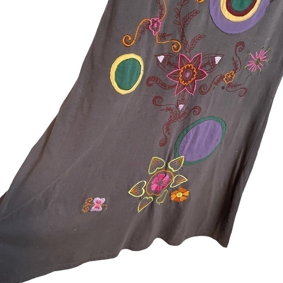 Ark Imports Fair Trade Boho Dress - Size XS Bright embroidery-butterfly sleeves - Picture 5 of 7